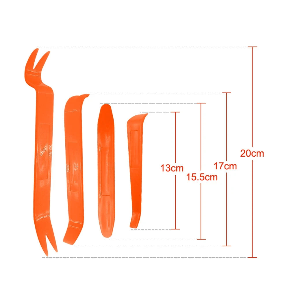 4-Piece Car Trim Removal Tool Kit – Panel, Clip, Dash, Door & Audio Pry Tools – Portable Auto Installer Set