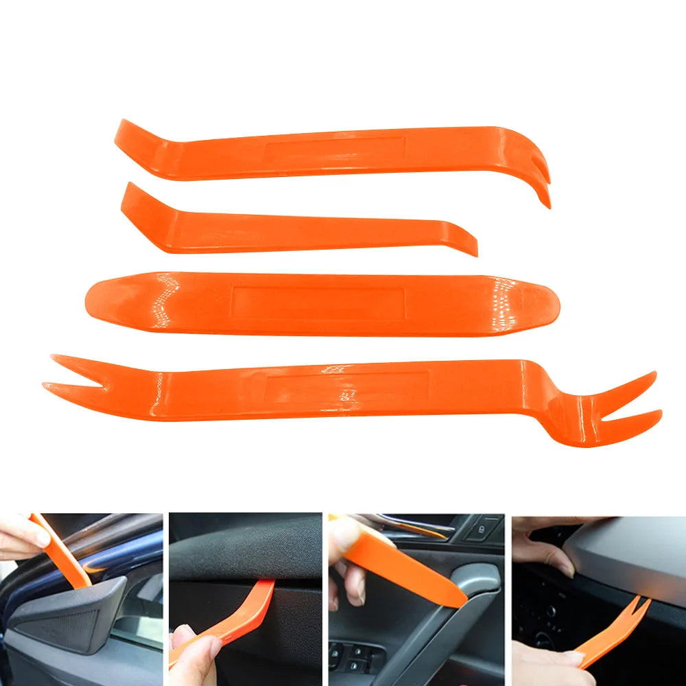 4-Piece Car Trim Removal Tool Kit – Panel, Clip, Dash, Door & Audio Pry Tools – Portable Auto Installer Set