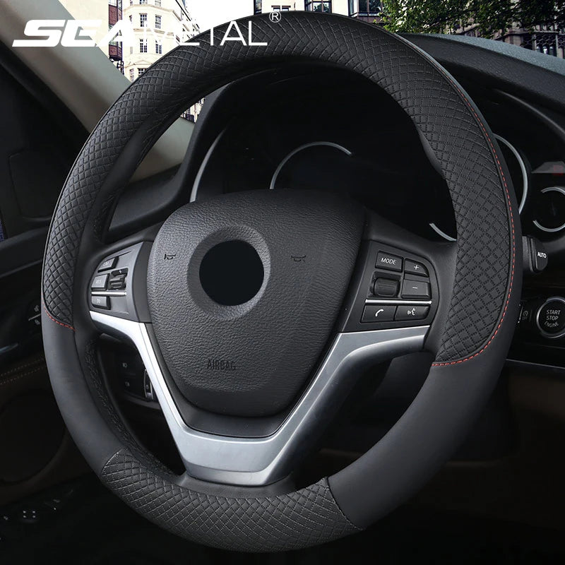 Universal Car Steering Wheel Cover 37-38cm Breathable Leather Anti-Slip Protector