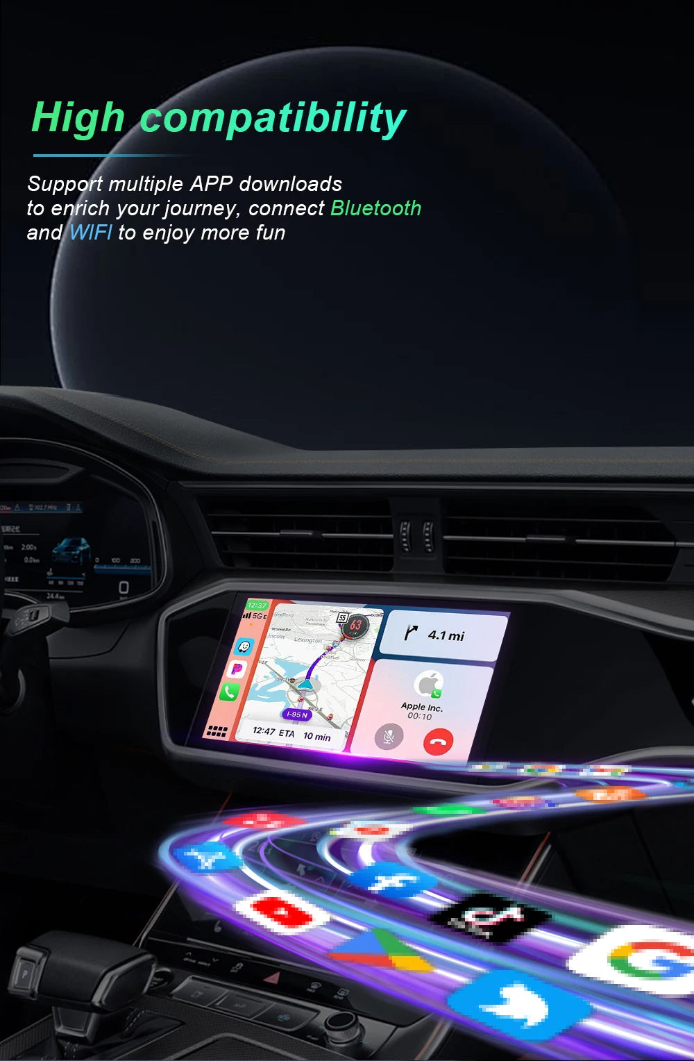 3-in-1 Wireless CarPlay & Android Auto Adapter – Plug & Play, Converts Wired to Wireless for 99% OEM Cars