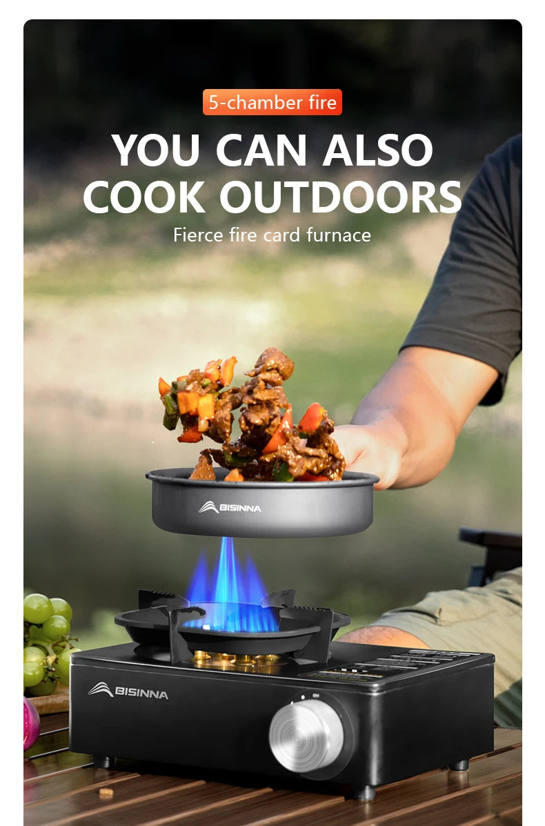 BISINNA 5800W High-Power Portable Camping Gas Stove – Outdoor Cassette Burner for Hiking, Trekking & Picnic