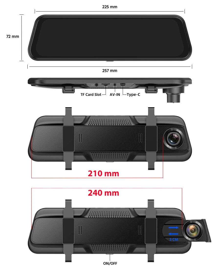 E-ACE 2K Car DVR Dash Cam Mirror WiFi GPS Night Vision 1080P Loop Recording Black Box