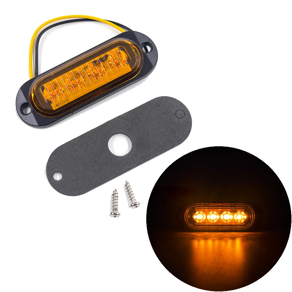 12V 24V LED Side Marker Lights Truck Trailer Van Pickup Boat Clearance Lamp Waterproof