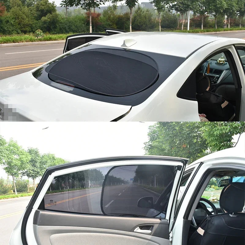 Car Window Sunshade UV Protection Mesh Cover Front Rear Side Curtain Black 1-5PCS