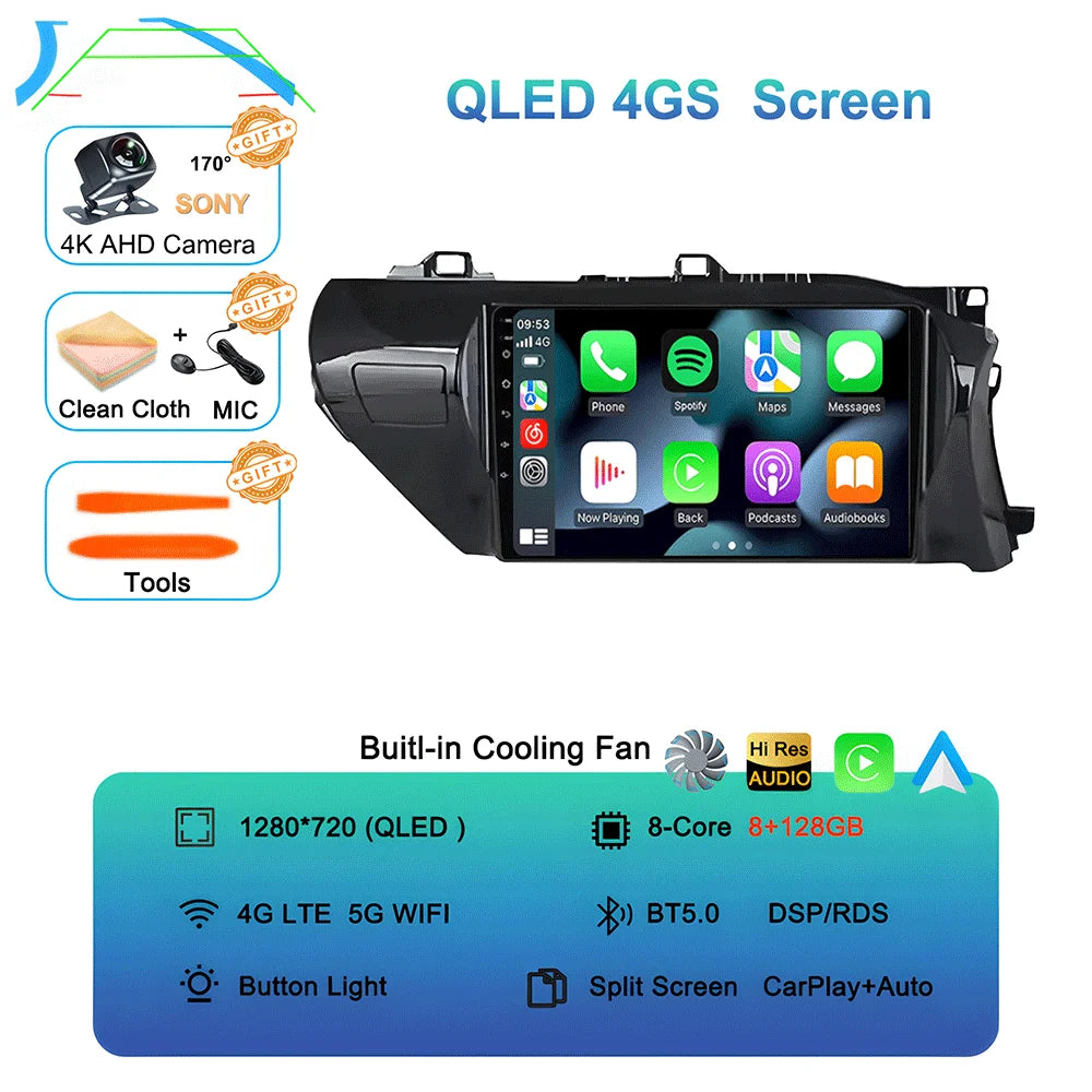 Android 15 Car Stereo GPS Multimedia Player for Toyota Hilux Revo/Vigo IMV (2016–2020) | Wireless CarPlay & Android AutoCar & Automotive Accessories