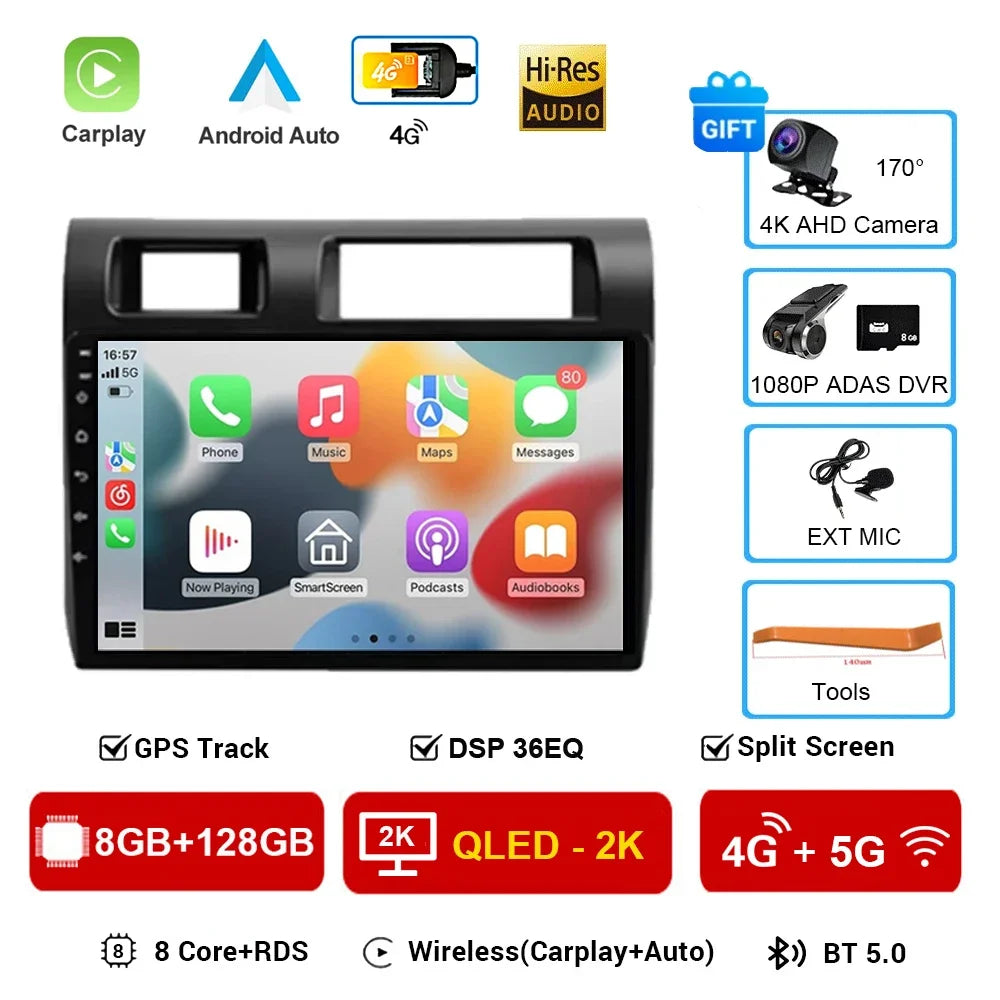 9" Android 13 Car Stereo for Toyota Land Cruiser LC70/LC79 (2007–2020) | Wireless CarPlay, Multimedia Player, DVD, Bluetooth, GPS NavigationCar & Automotive Accessories