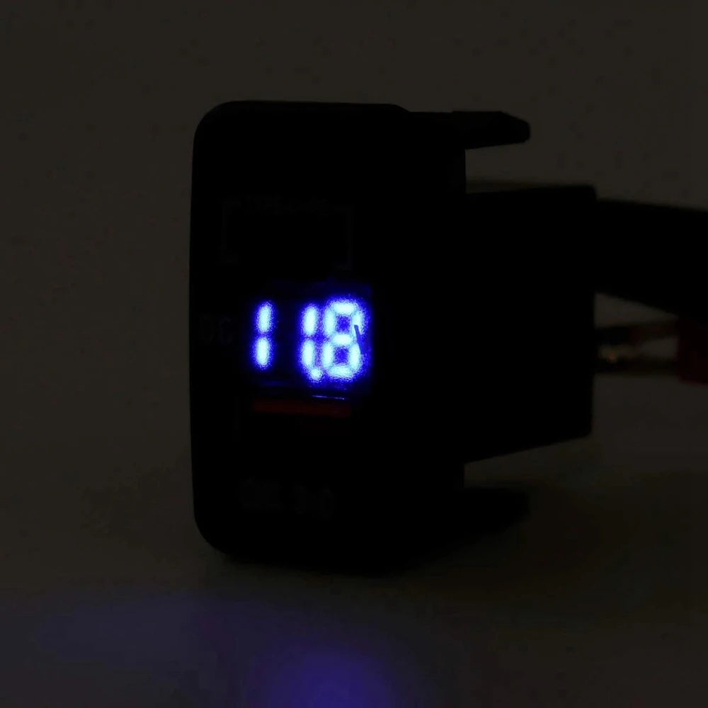 Car Fast Charger Adapter QC3.0 Dual USB with Voltmeter – Quick Charge Socket for Toyota Land Cruiser, Hilux, Prado & FJ