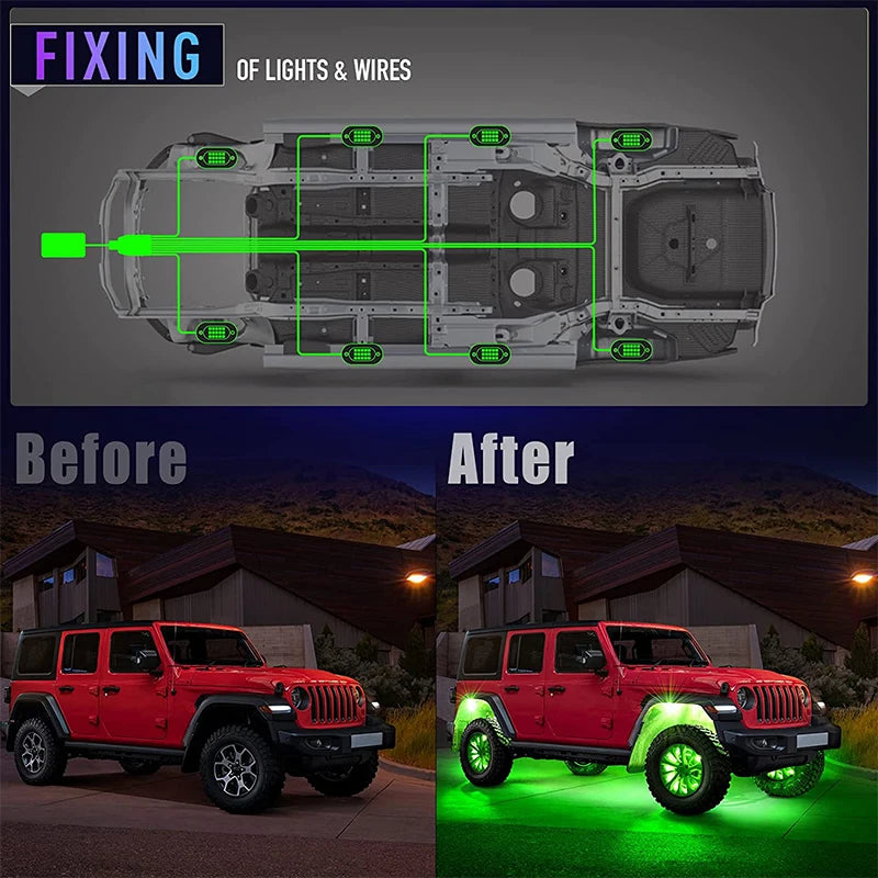 RGB Underglow LED Car Lights Kit Underbody Neon Lamp App Control 12V SUV TruckCar & Automotive Accessories