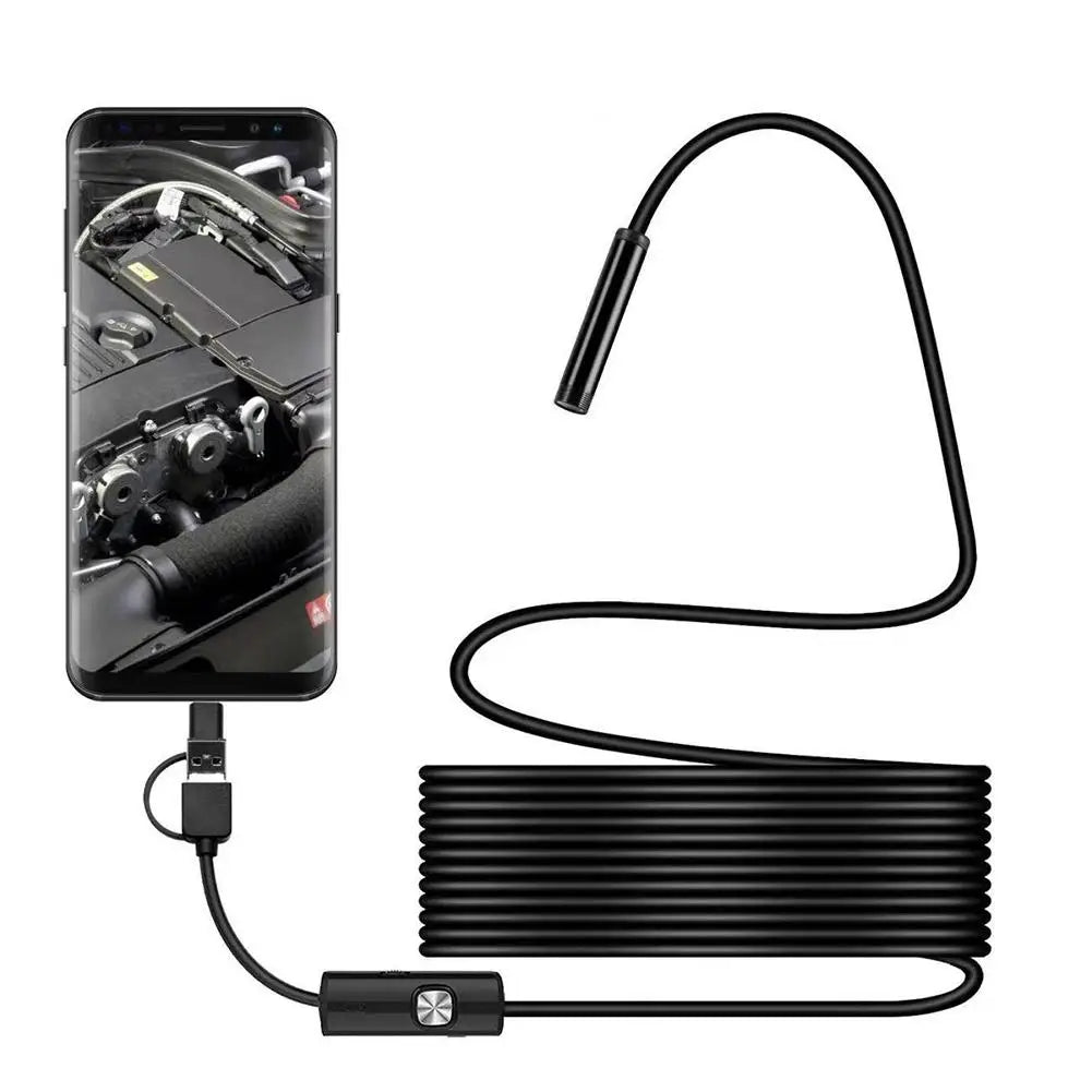 2-in-1 Endoscope Camera Micro USB Type C 7mm Lens Waterproof Inspection Borescope for Android PC Car Sewer