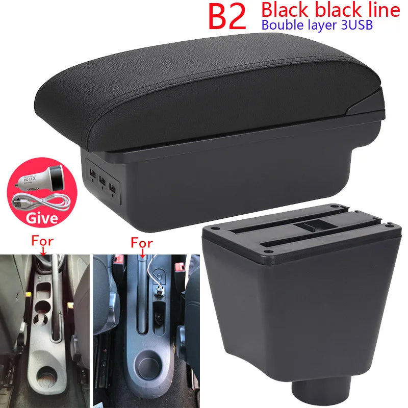 Armrest Box for Renault Clio 3 4 Captur – Car Center Console Storage Box with USB, Cup Holder – Interior Retrofit Accessory