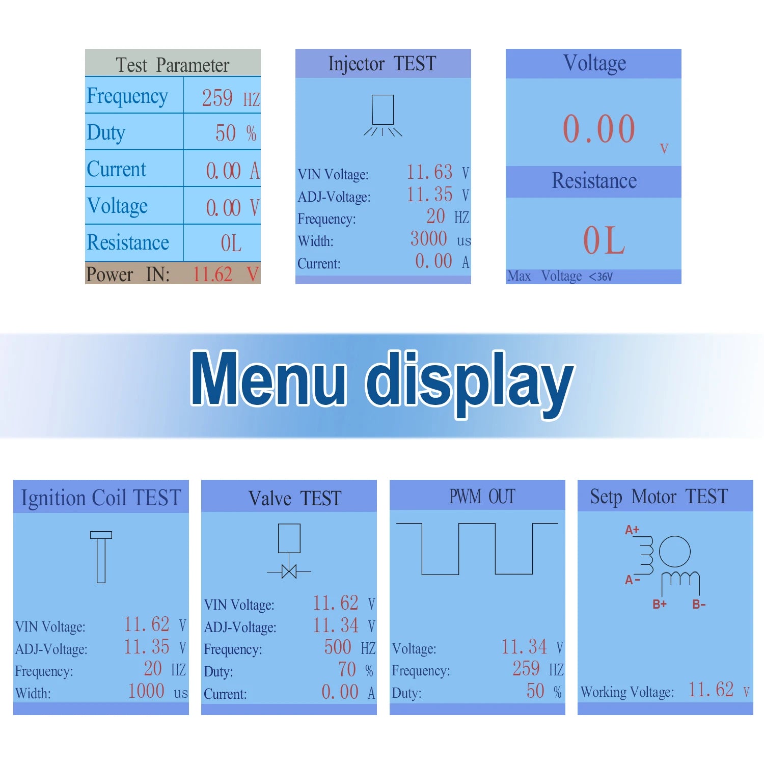 2025 Auto Ignition Coil Tester Injector Solenoid Valve Stepper Motor Fault Detector