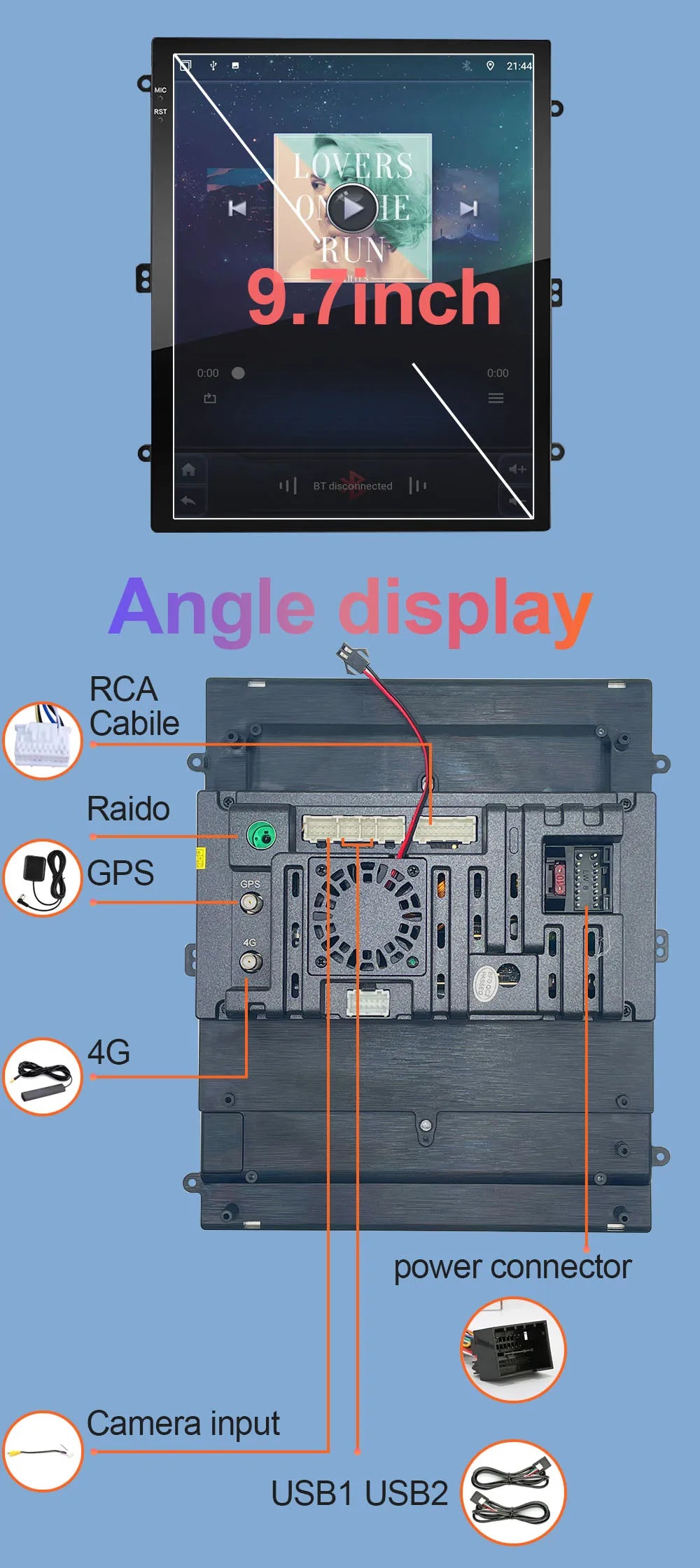 9.7" QLED Touchscreen Android 14 Car Stereo for Ford Ranger 2012-2015 | CarPlay, GPS Navigation, WiFi, Auto Radio Video Player