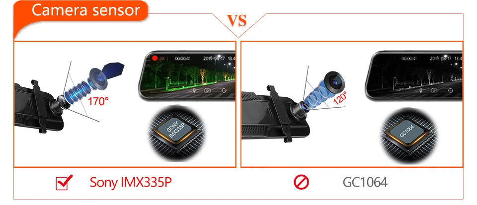 E-ACE 2K Car DVR Dash Cam Mirror WiFi GPS Night Vision 1080P Loop Recording Black Box