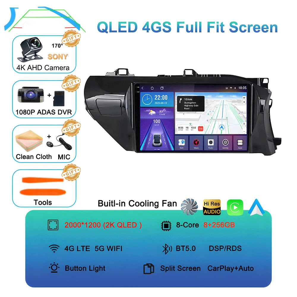 Android 15 Car Stereo GPS Multimedia Player for Toyota Hilux Revo/Vigo IMV (2016–2020) | Wireless CarPlay & Android AutoCar & Automotive Accessories