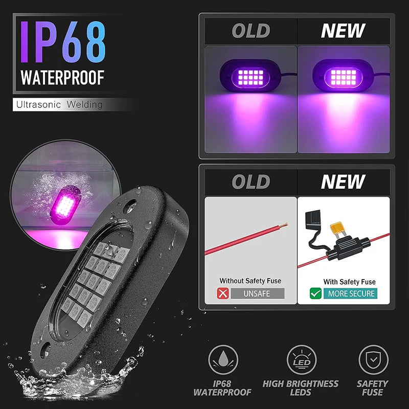 RGB Underglow LED Car Lights Kit Underbody Neon Lamp App Control 12V SUV TruckCar & Automotive Accessories