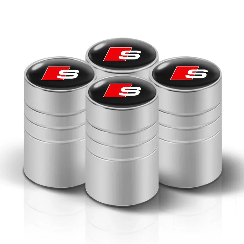 4Pcs Audi Tire Valve Stem Caps – Bolt-In Wheel Air Dust Covers for S-Line A1 A3 A4 A5 A6 A7 A8 Q3 Q5 Q7 TT RS Quattro Models