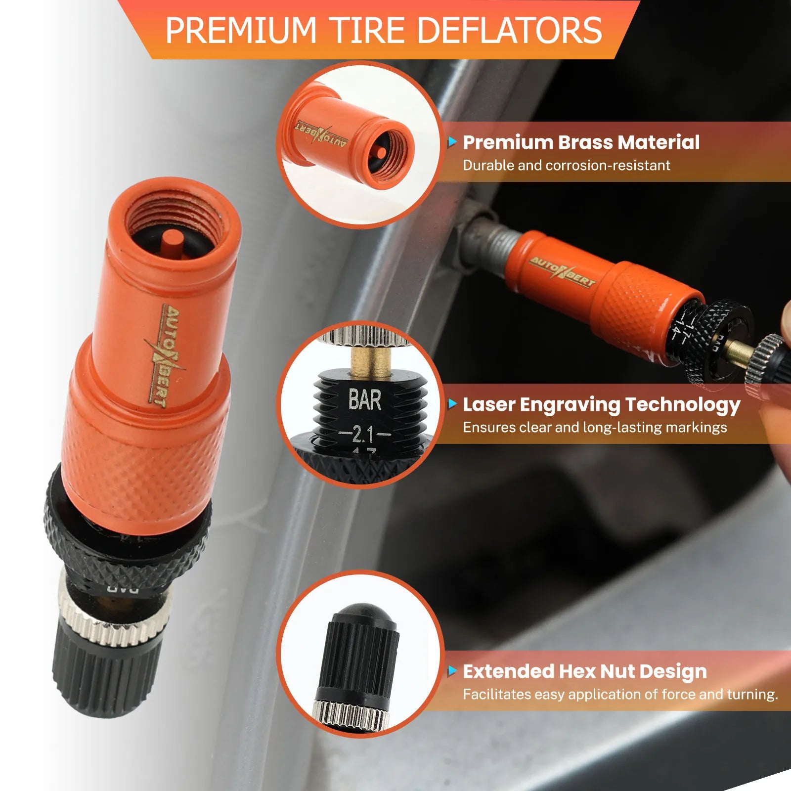 4PCS Adjustable Tyre Deflators 10-30 PSI Air Down Tool 4WD 4x4 Offroad Accessories