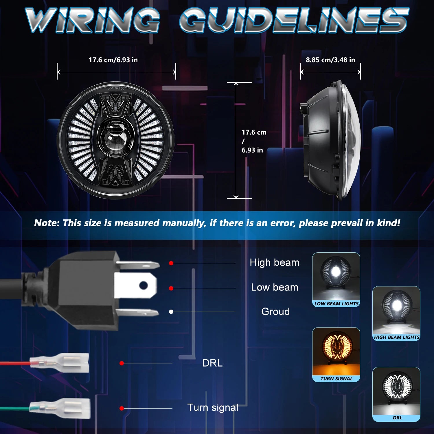 7 Inch LED Headlights 240W Projector DRL Hi/Lo Beam H4 for Jeep Wrangler JK Harley