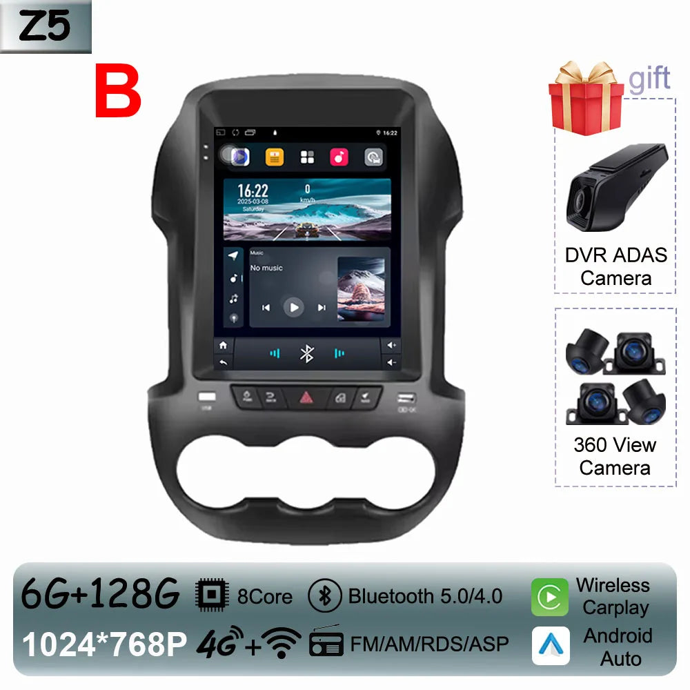 9.7" QLED Touchscreen Android 14 Car Stereo for Ford Ranger 2012-2015 | CarPlay, GPS Navigation, WiFi, Auto Radio Video Player