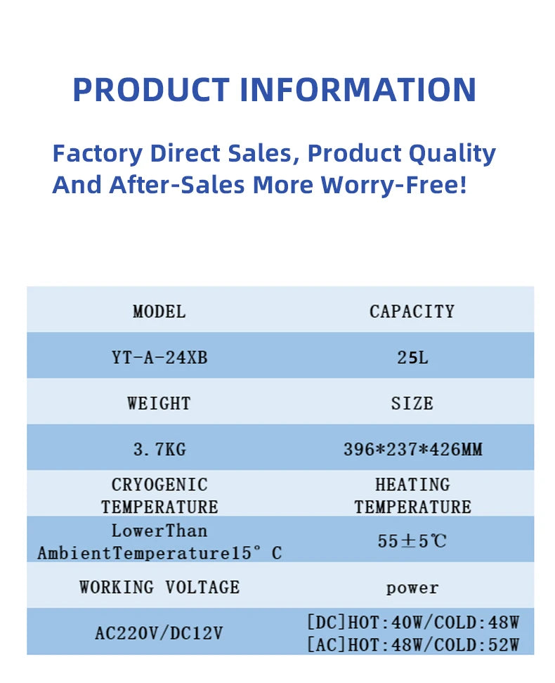 25L Car Refrigerator Cooler Warmer 12V 220V Mini Fridge for Truck RV Camping Travel