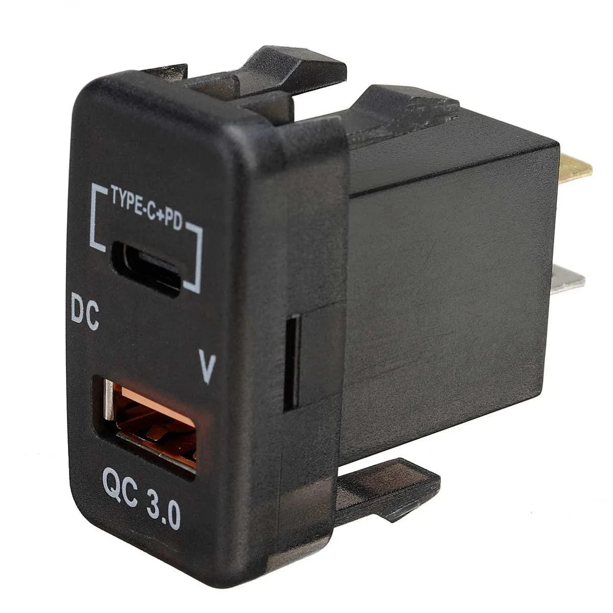 Car Fast Charger Adapter QC3.0 Dual USB with Voltmeter – Quick Charge Socket for Toyota Land Cruiser, Hilux, Prado & FJ