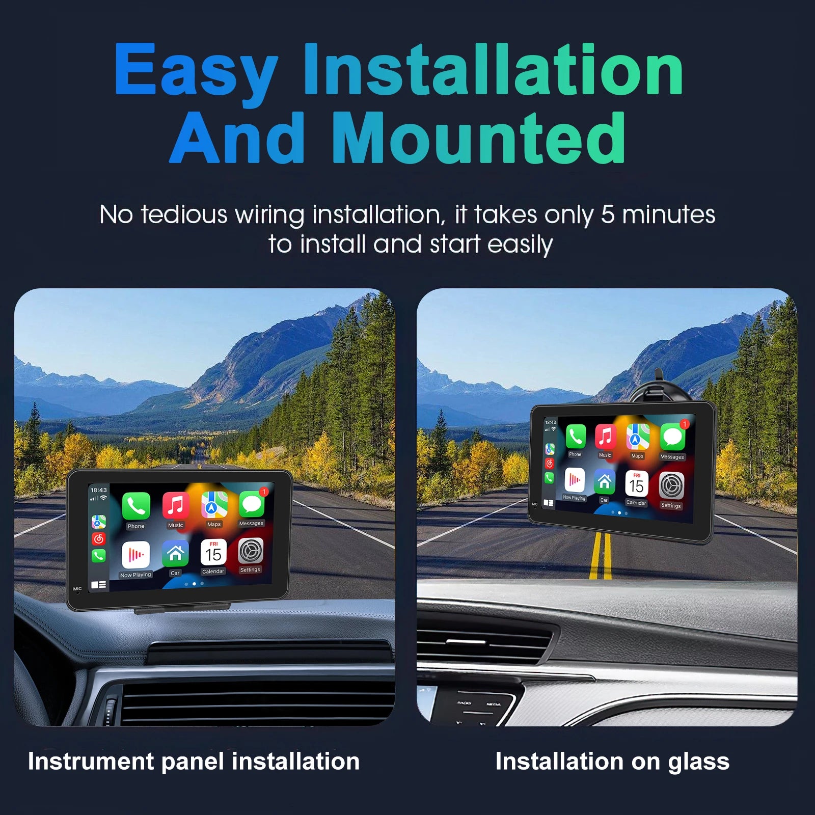 7" Touch Screen Car Stereo CarPlay Android Auto GPS Navi WiFi Radio MP5 Player