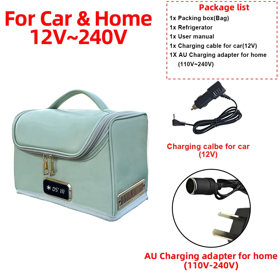 12V/220V Mini Car Refrigerator Portable Cooler Warmer Soft Bag for Travel Home Use