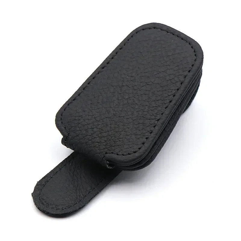 Magnetic Leather Car Sunglasses Holder Clip Sun Visor Organizer with Ticket Storage Eye-catching Glasses Case