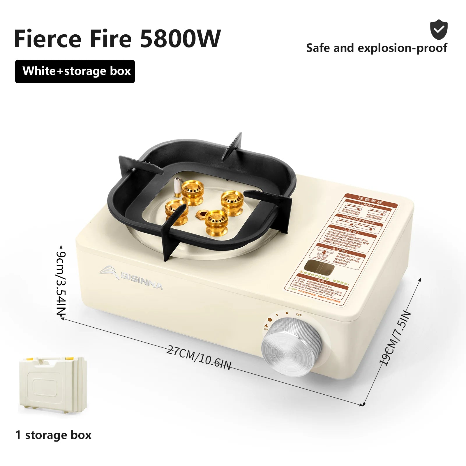 BISINNA 5800W High-Power Portable Camping Gas Stove – Outdoor Cassette Burner for Hiking, Trekking & Picnic