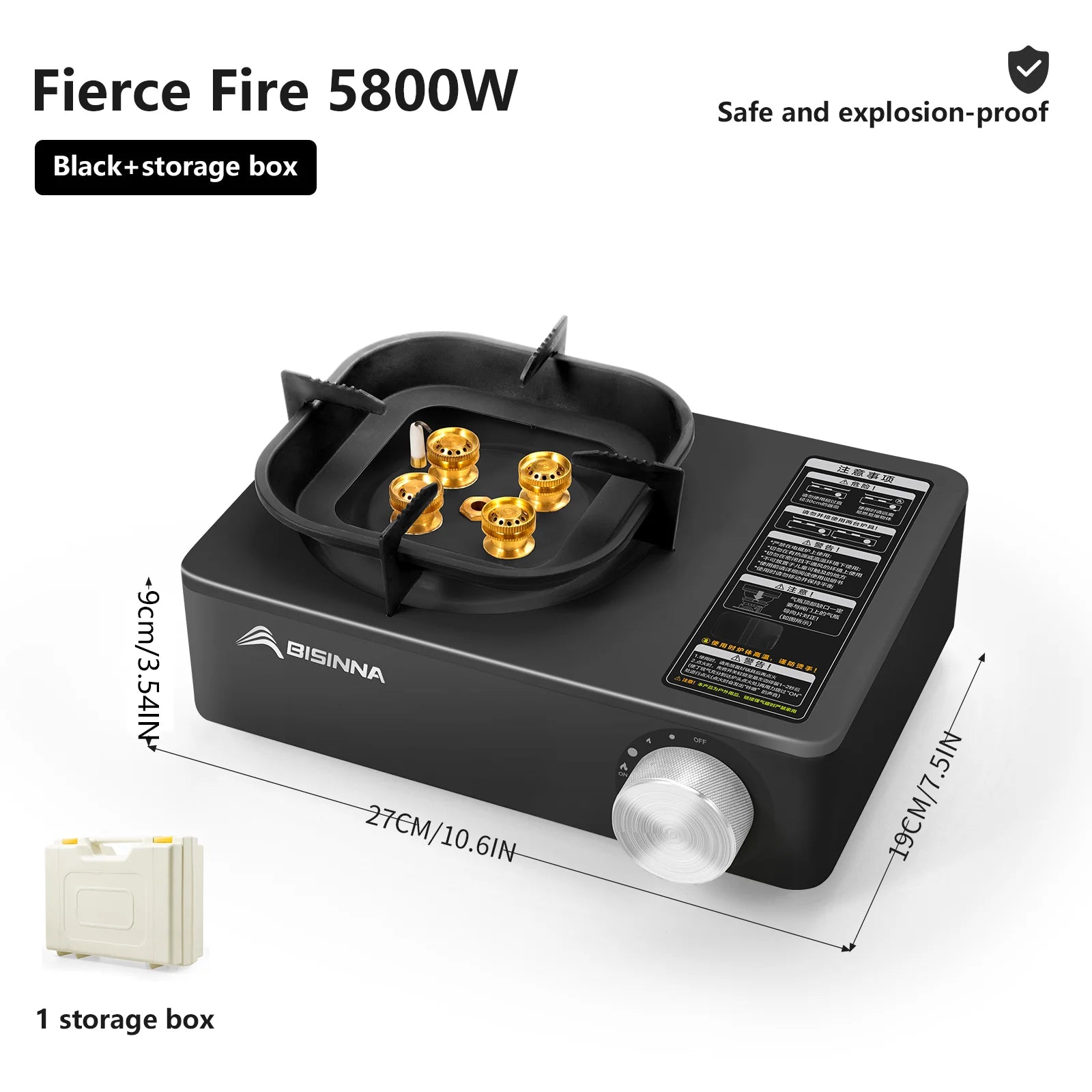 BISINNA 5800W High-Power Portable Camping Gas Stove – Outdoor Cassette Burner for Hiking, Trekking & Picnic