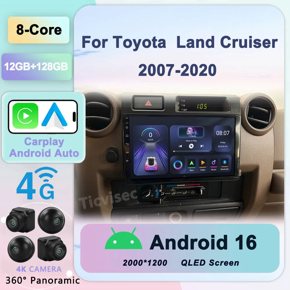 9" Android 13 Car Stereo for Toyota Land Cruiser LC70/LC79 (2007–2020) | Wireless CarPlay, Multimedia Player, DVD, Bluetooth, GPS NavigationCar & Automotive Accessories