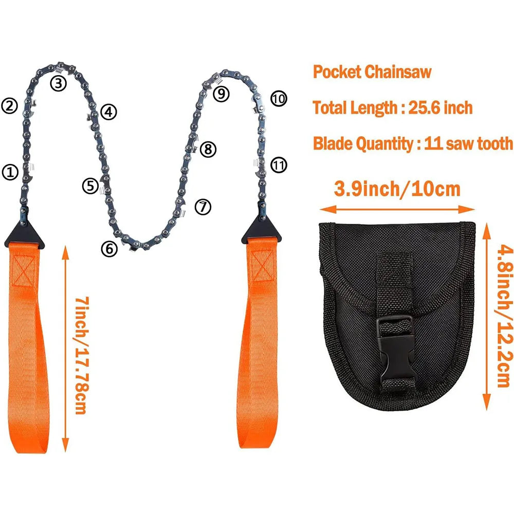 24" Portable Pocket Chain Saw – Sharp Teeth Handheld Survival & Camping Tool for Hunting & Tree CuttingOutdoor & Camping Gear