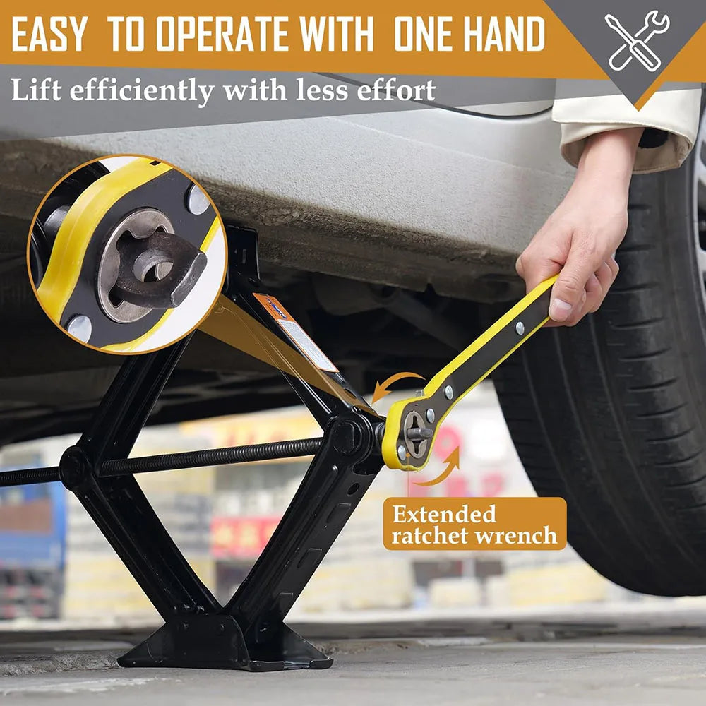2T 3T Car Scissor Jack Lift Repair Tool Tire Replacement Kit w/ Wrench for SUV Sedan