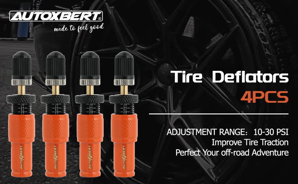 4PCS Adjustable Tyre Deflators 10-30 PSI Air Down Tool 4WD 4x4 Offroad Accessories