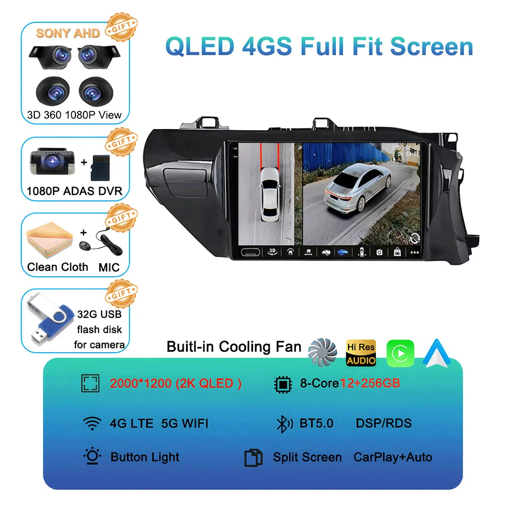 Android 15 Car Stereo GPS Multimedia Player for Toyota Hilux Revo/Vigo IMV (2016–2020) | Wireless CarPlay & Android AutoCar & Automotive Accessories