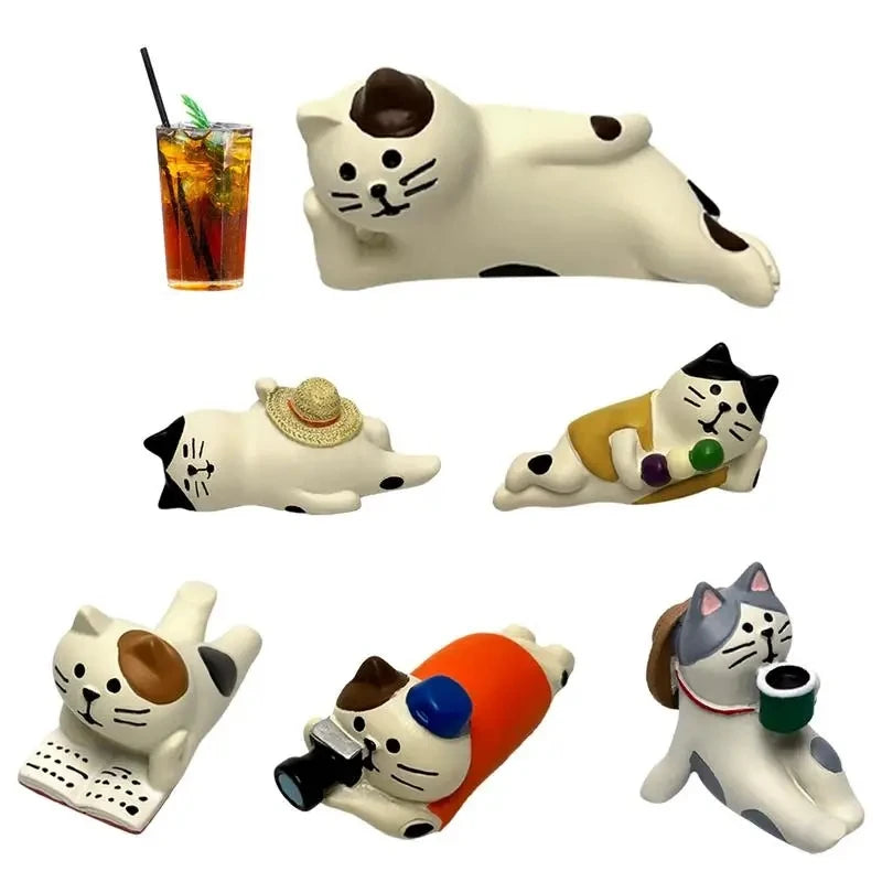 Cute Healing Kitten Dashboard Ornaments – Resin Cat Figures for Car Interior Decor & Accessories