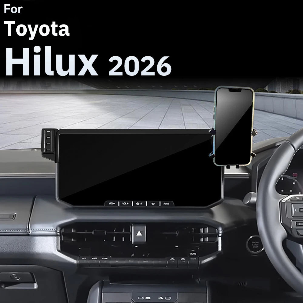Elevate Your Driving Experience with the 2-in-1 Qi Wireless Charger Phone Mount for Toyota Hilux 2026-2027 - Perfect for Dual Phone Holders!