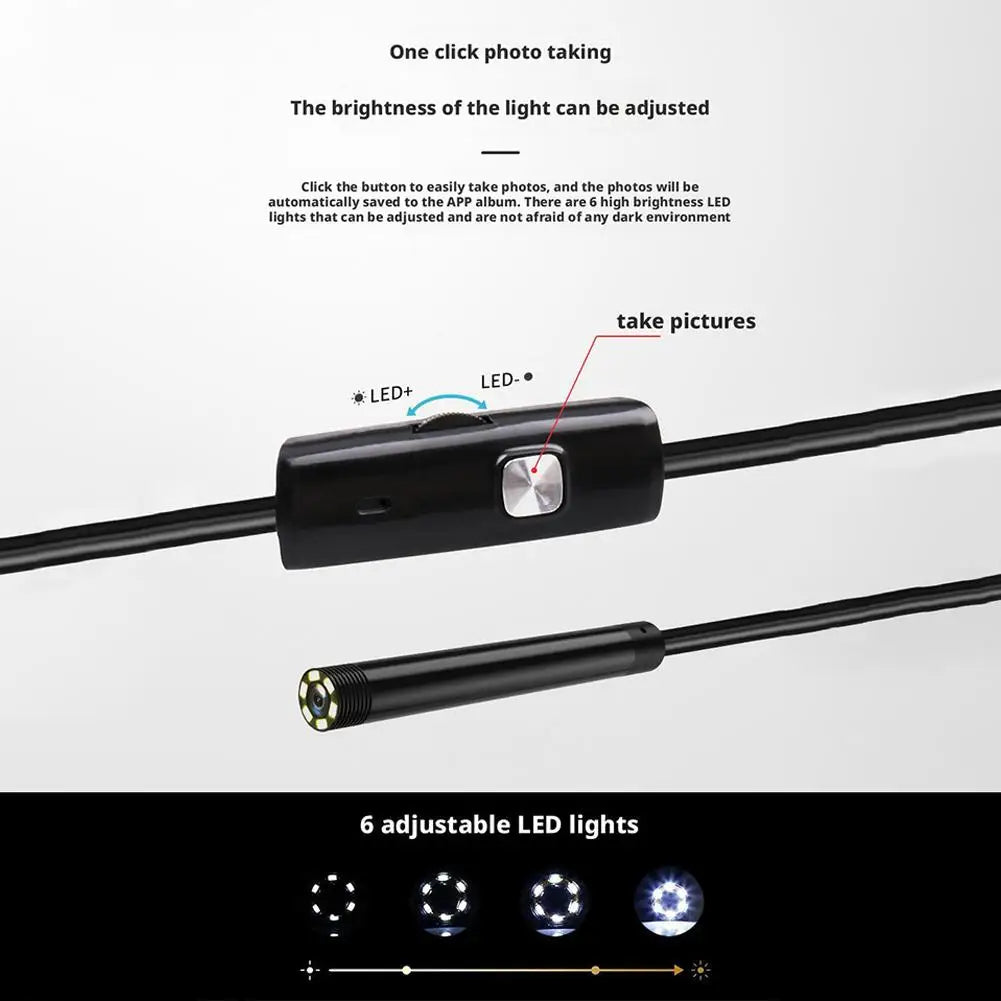 2-in-1 Endoscope Camera Micro USB Type C 7mm Lens Waterproof Inspection Borescope for Android PC Car Sewer