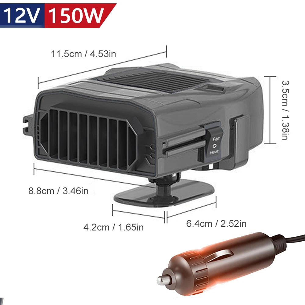 200W/150W Car Heater Fan 12V/24V – Portable Windshield Defogger & Defroster | Fast Heating Anti-Fog Demister for Winter DrivingCar & Automotive Accessories