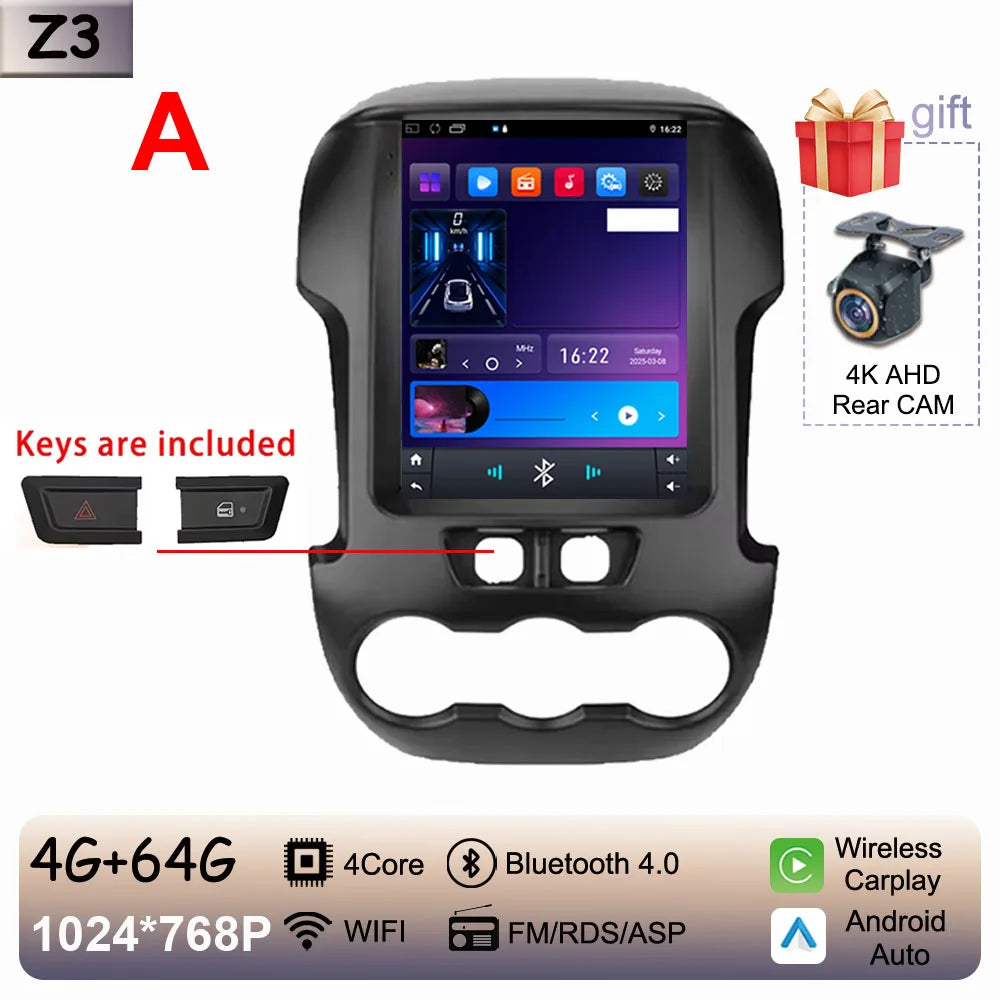 9.7" QLED Touchscreen Android 14 Car Stereo for Ford Ranger 2012-2015 | CarPlay, GPS Navigation, WiFi, Auto Radio Video Player