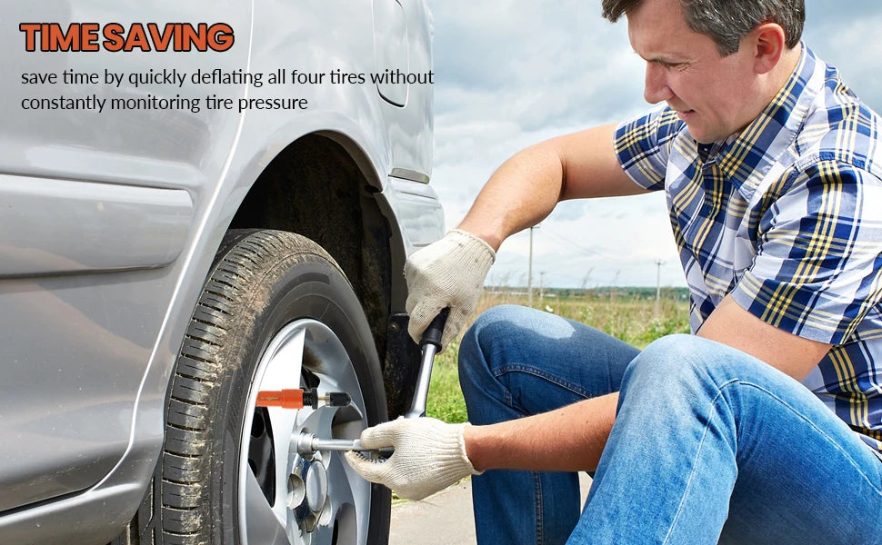 4PCS Adjustable Tyre Deflators 10-30 PSI Air Down Tool 4WD 4x4 Offroad Accessories