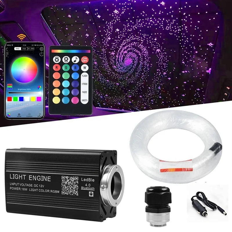 1000PCS Fiber Optic Star Ceiling Light Kit – Car/Home Roof Headliner Galaxy Lights with Remote & APP Control