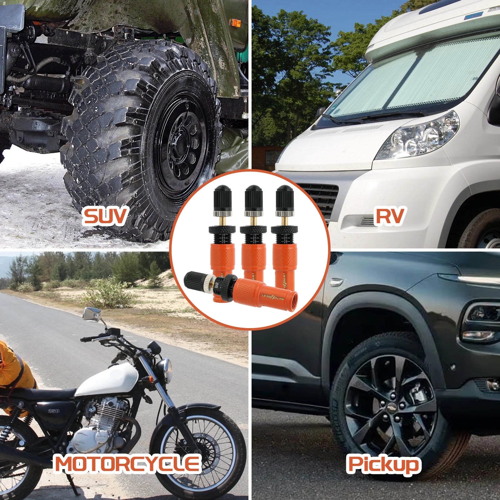 4PCS Adjustable Tyre Deflators 10-30 PSI Air Down Tool 4WD 4x4 Offroad Accessories