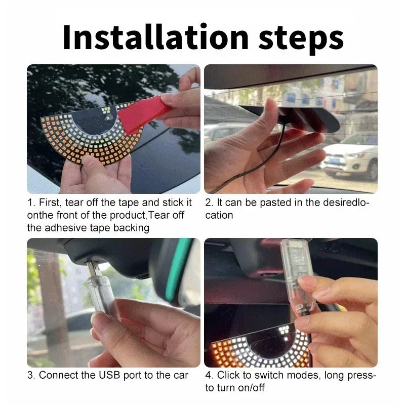 Devil’s Eyes LED Matrix Strobe Signal Lights – USB Plug-in Warning & Decoration for Car Windshields