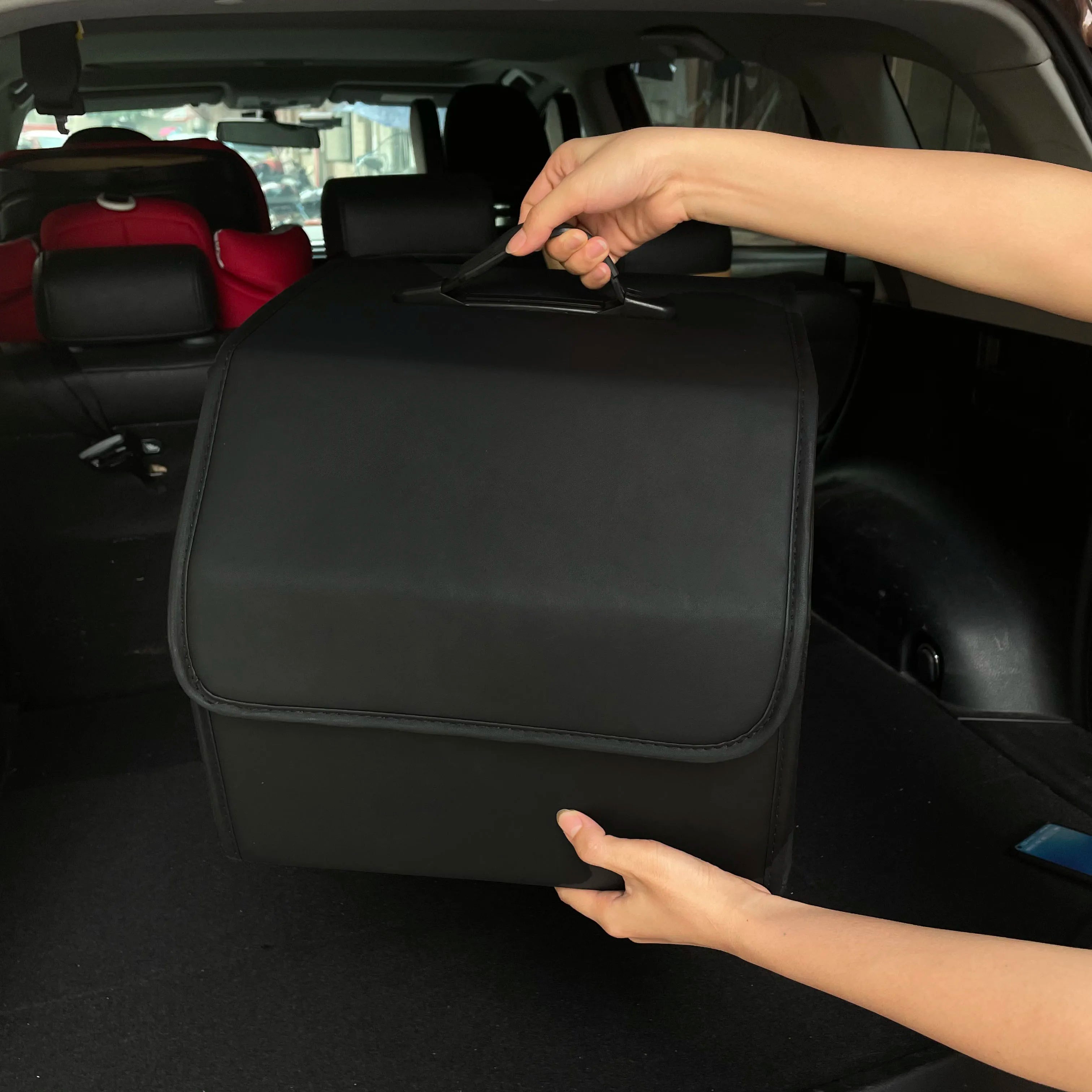 PU Leather Car Trunk Storage Box Organizer Foldable Collapsible Container Auto Accessories