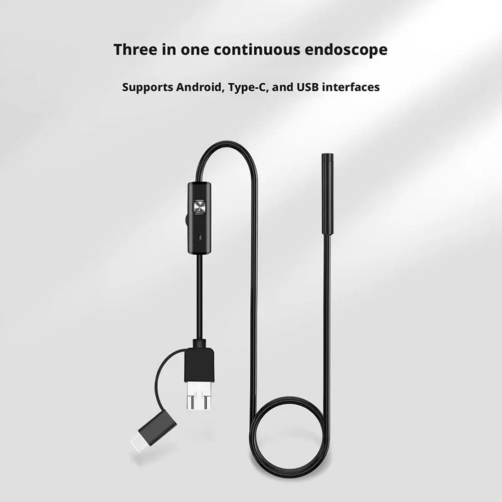 2-in-1 Endoscope Camera Micro USB Type C 7mm Lens Waterproof Inspection Borescope for Android PC Car Sewer