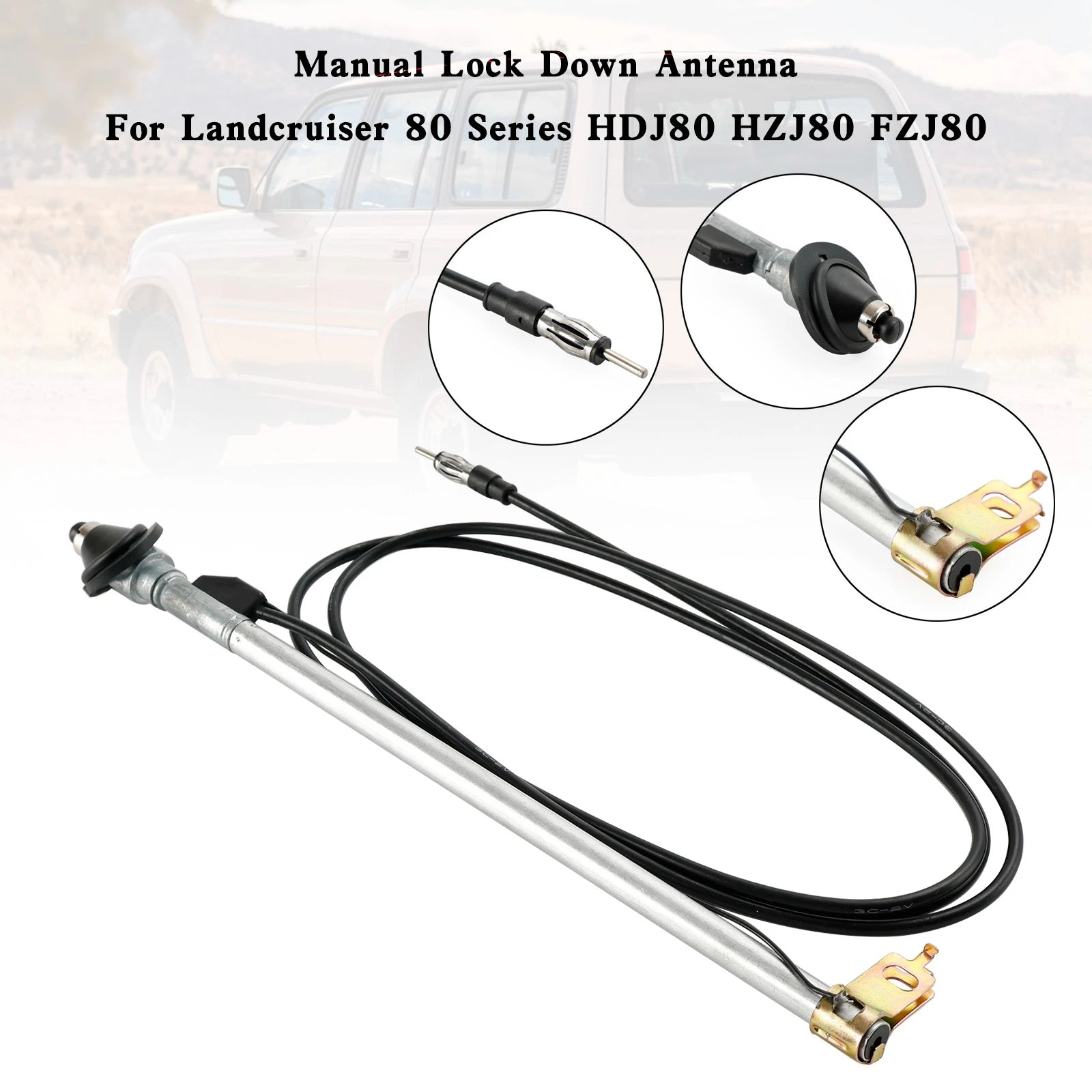 Artudatech Manual Lock-Down Antenna for Toyota Land Cruiser 80 Series (HDJ80, HZJ80, FZJ80) – Durable Off-Road Radio Antenna