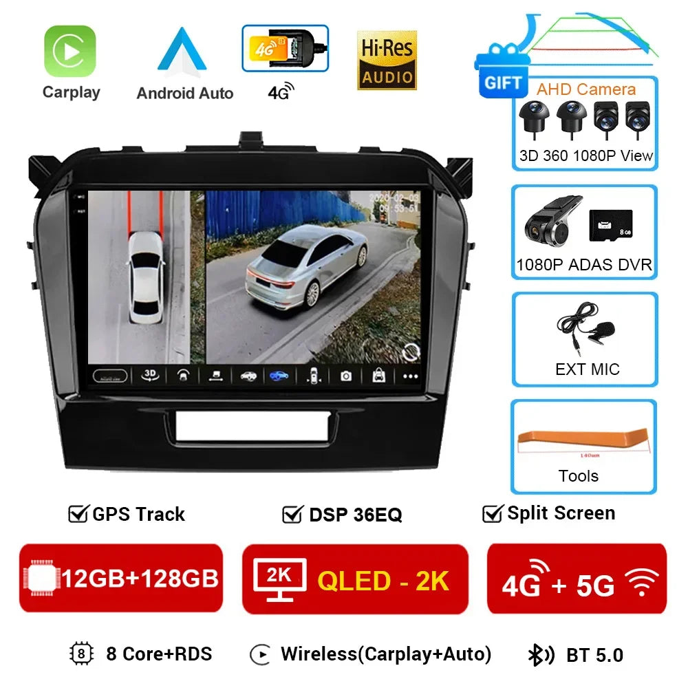 Android 16" Car Radio Multimedia GPS Navigation Player for Suzuki Vitara 2015–2020 | WiFi, Bluetooth, CarPlay, Touchscreen Autoradio