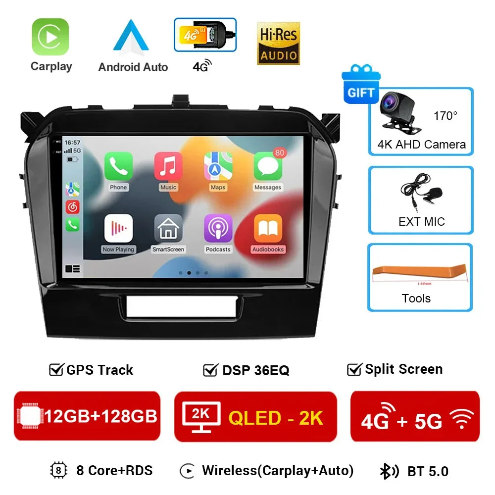 Android 16" Car Radio Multimedia GPS Navigation Player for Suzuki Vitara 2015–2020 | WiFi, Bluetooth, CarPlay, Touchscreen Autoradio