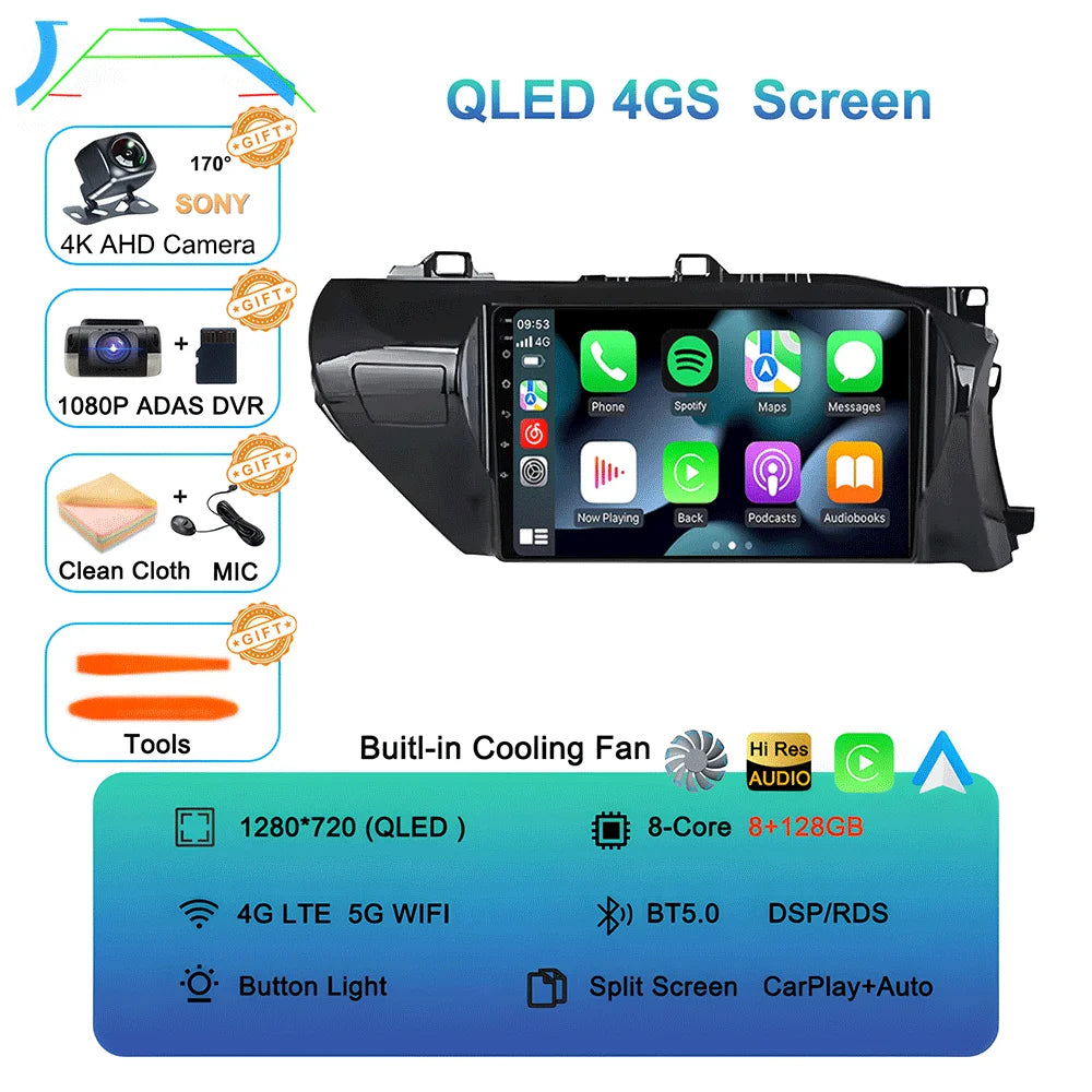 Android 15 Car Stereo GPS Multimedia Player for Toyota Hilux Revo/Vigo IMV (2016–2020) | Wireless CarPlay & Android AutoCar & Automotive Accessories
